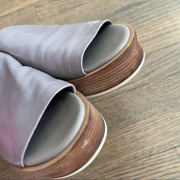 VINCE Leather Platform Slides Sandals 9.5 SASKIA PLATFORM SLIDE SANDALS, TRUFFLE - Picture 10 of 14